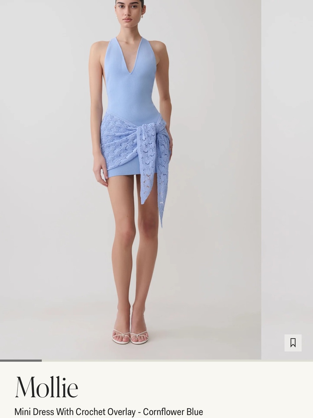Meshki Cornflower Blue Crochet-Overlay Mini Skirt
